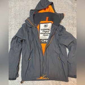 Superdry Charcoal Jacket with Orange Accents